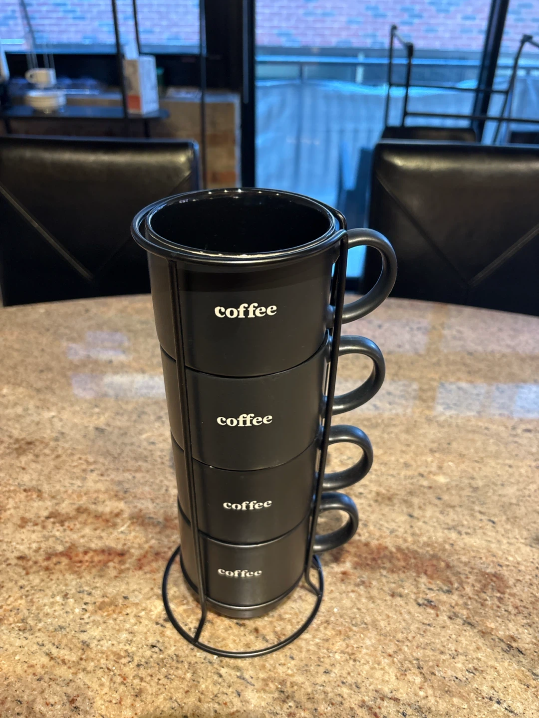 Stacking Coffee Mugs with Rack