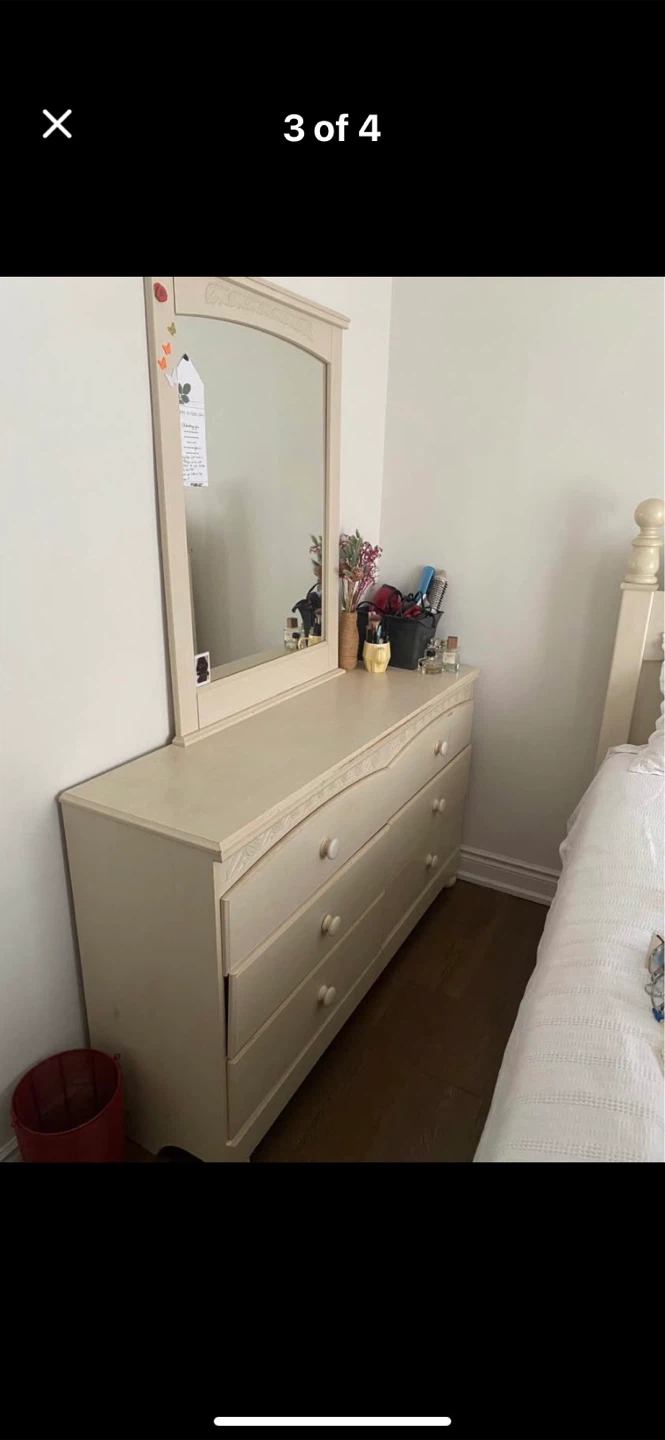 Bed frame& dresser, mirror