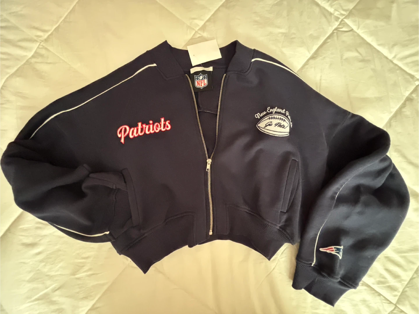 New England Patriots Cropped Bomber Jacket