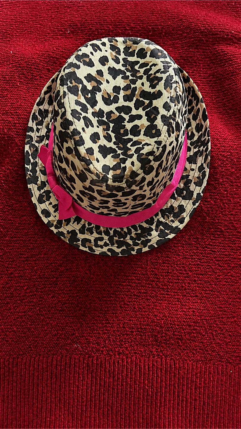 Leopard Print Hat with Pink Ribbon - photo 2