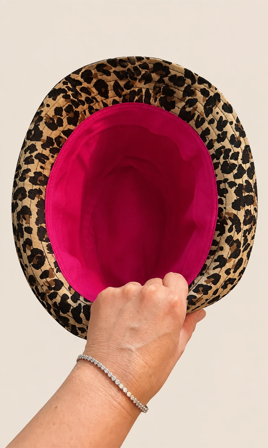 Leopard Print Hat with Pink Ribbon - photo 4
