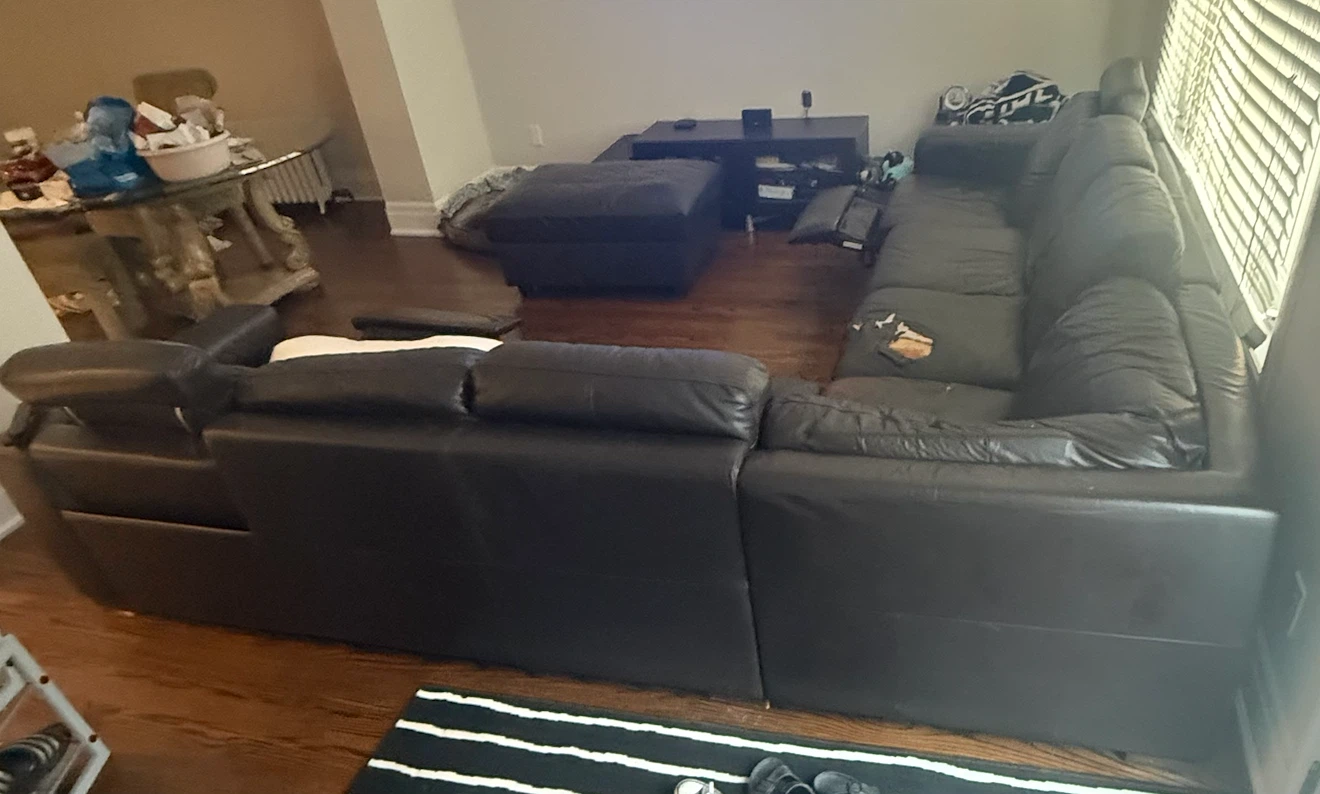 Large Black Leather Sectional Sofa with Recliners - photo 2