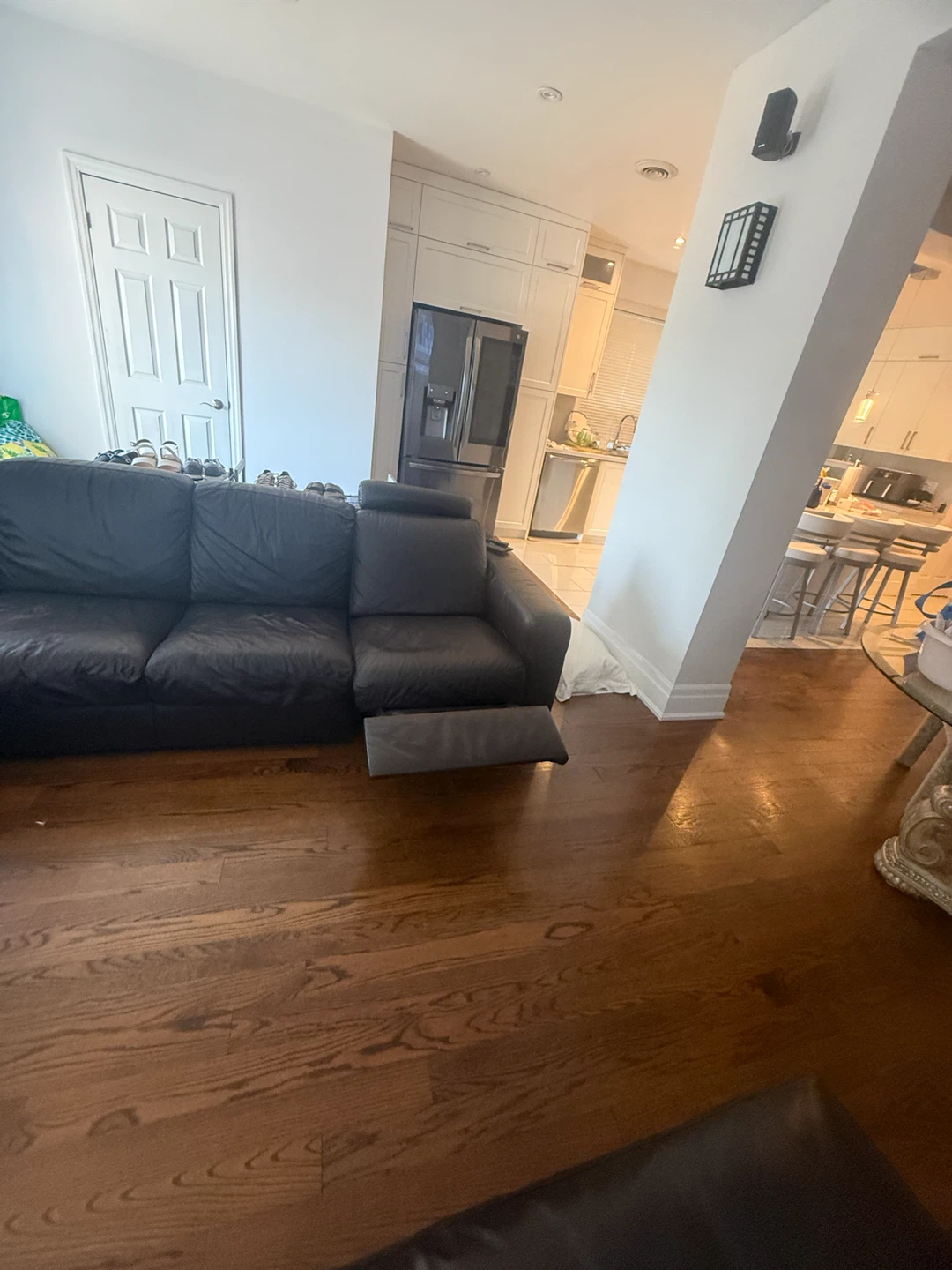Large Black Leather Sectional Sofa with Recliners - photo 4