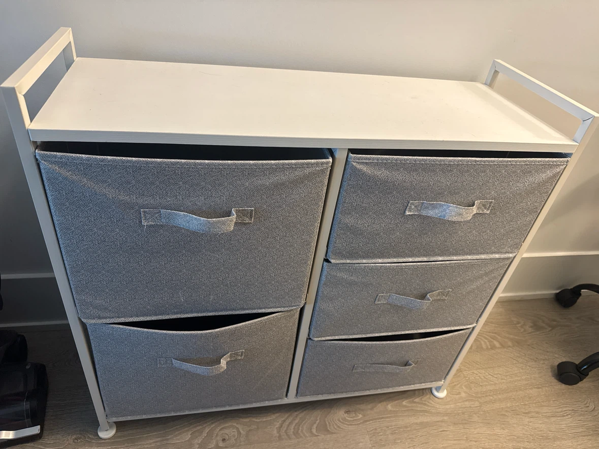 Grey Fabric Drawer Storage Unit