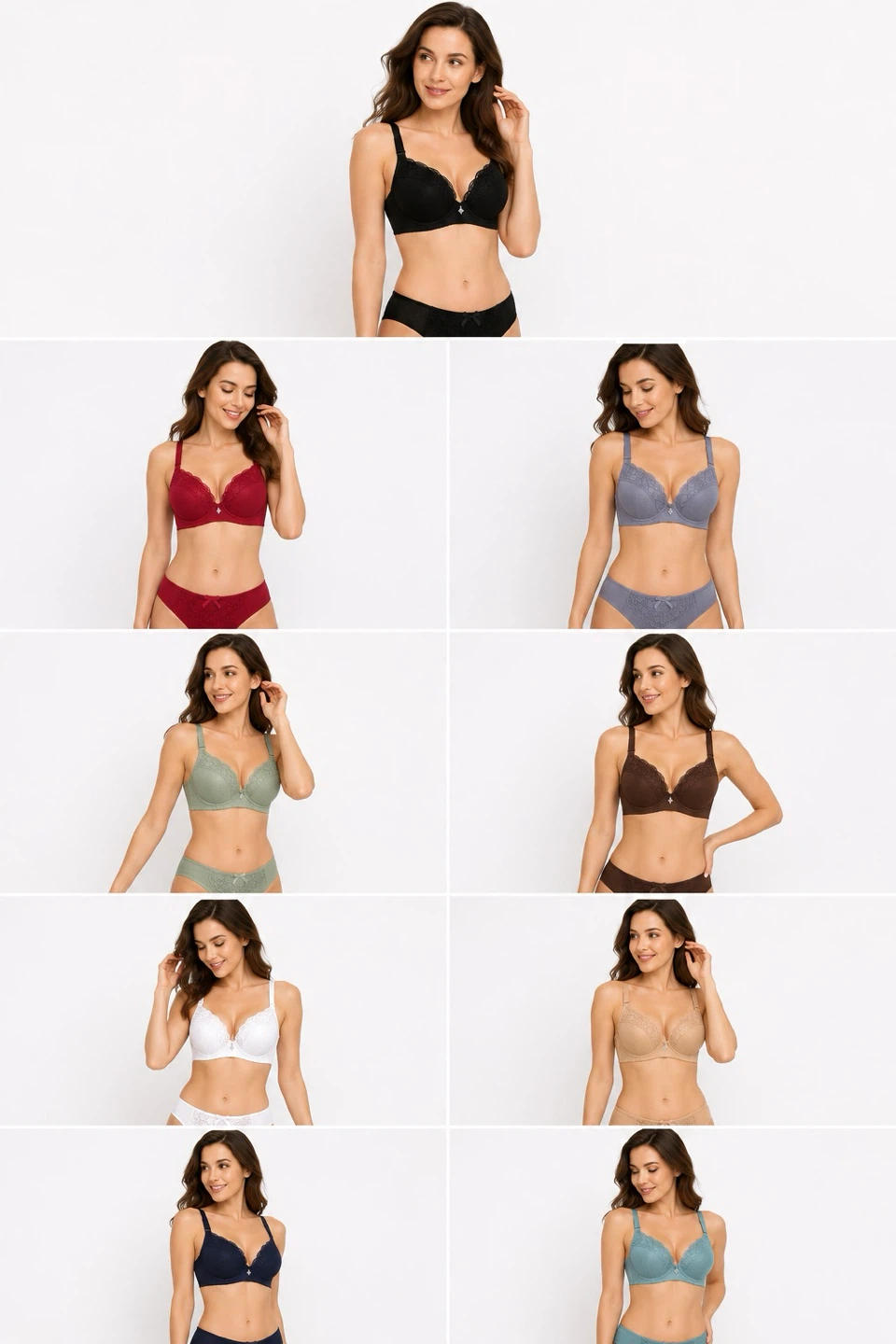 BraAria Lace Bra and Panty Set 859#34D-48D - photo 2