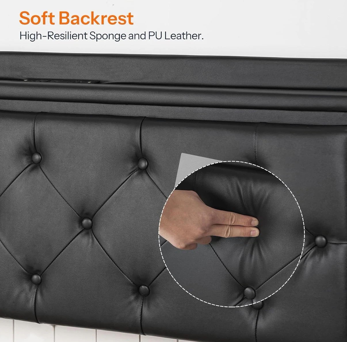 Queen Size Modern Upholstered Bed Frame with LED Lights - photo 5