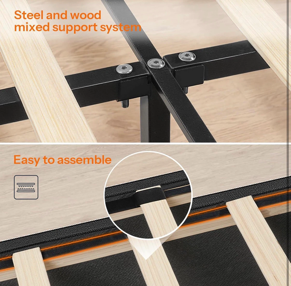 Queen Size Modern Upholstered Bed Frame with LED Lights - photo 4