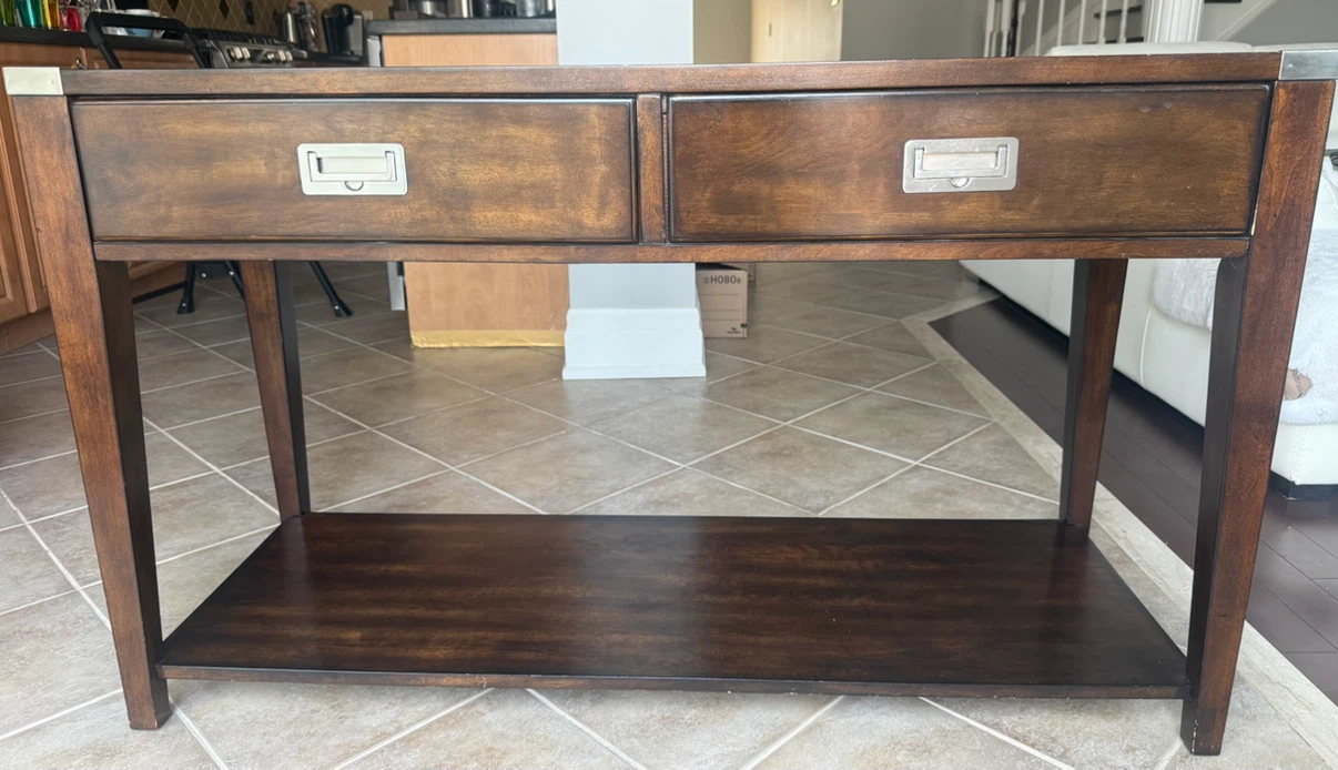 Dark Brown Console Table with Two Drawers