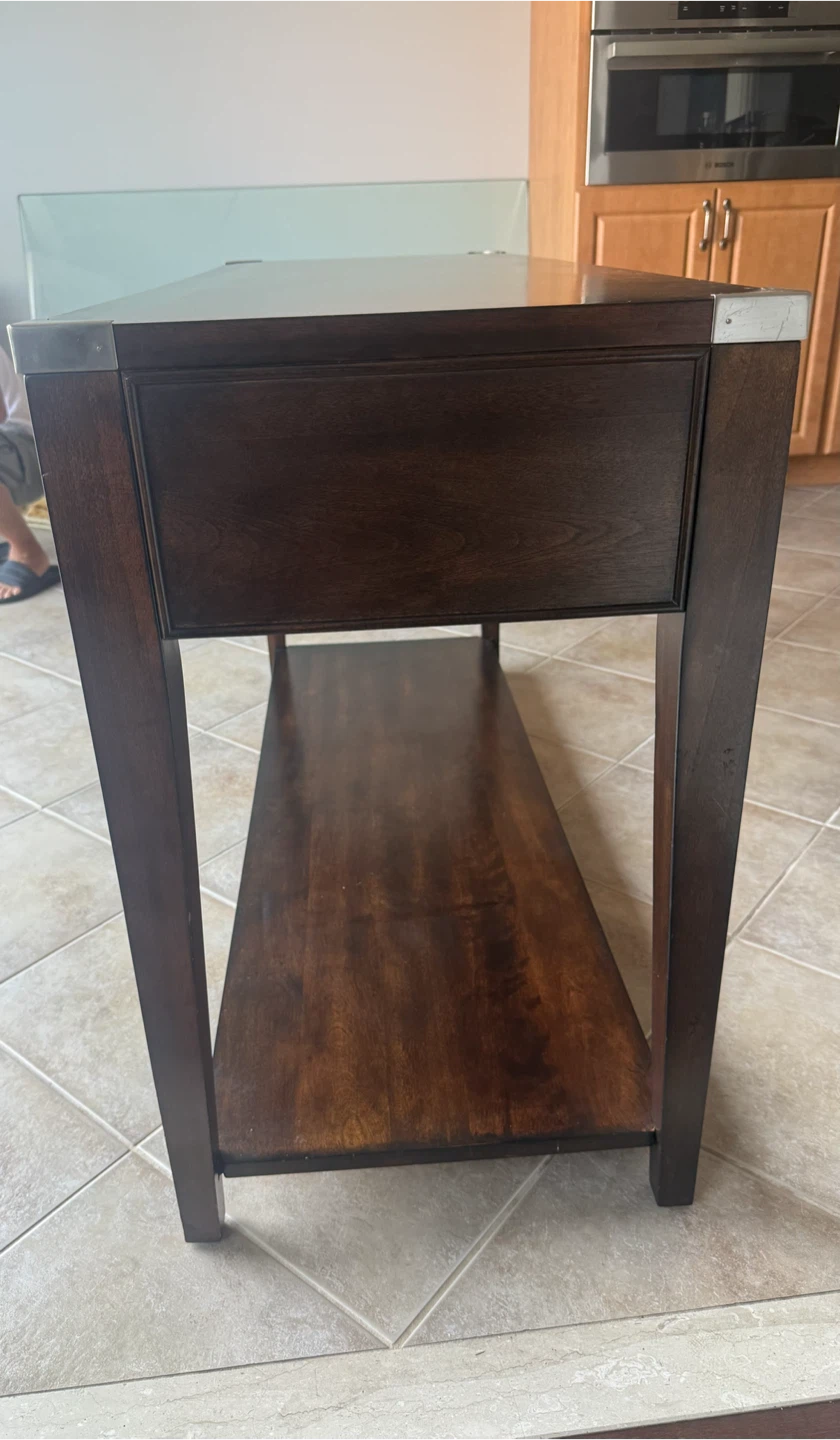 Dark Brown Console Table with Two Drawers - photo 3
