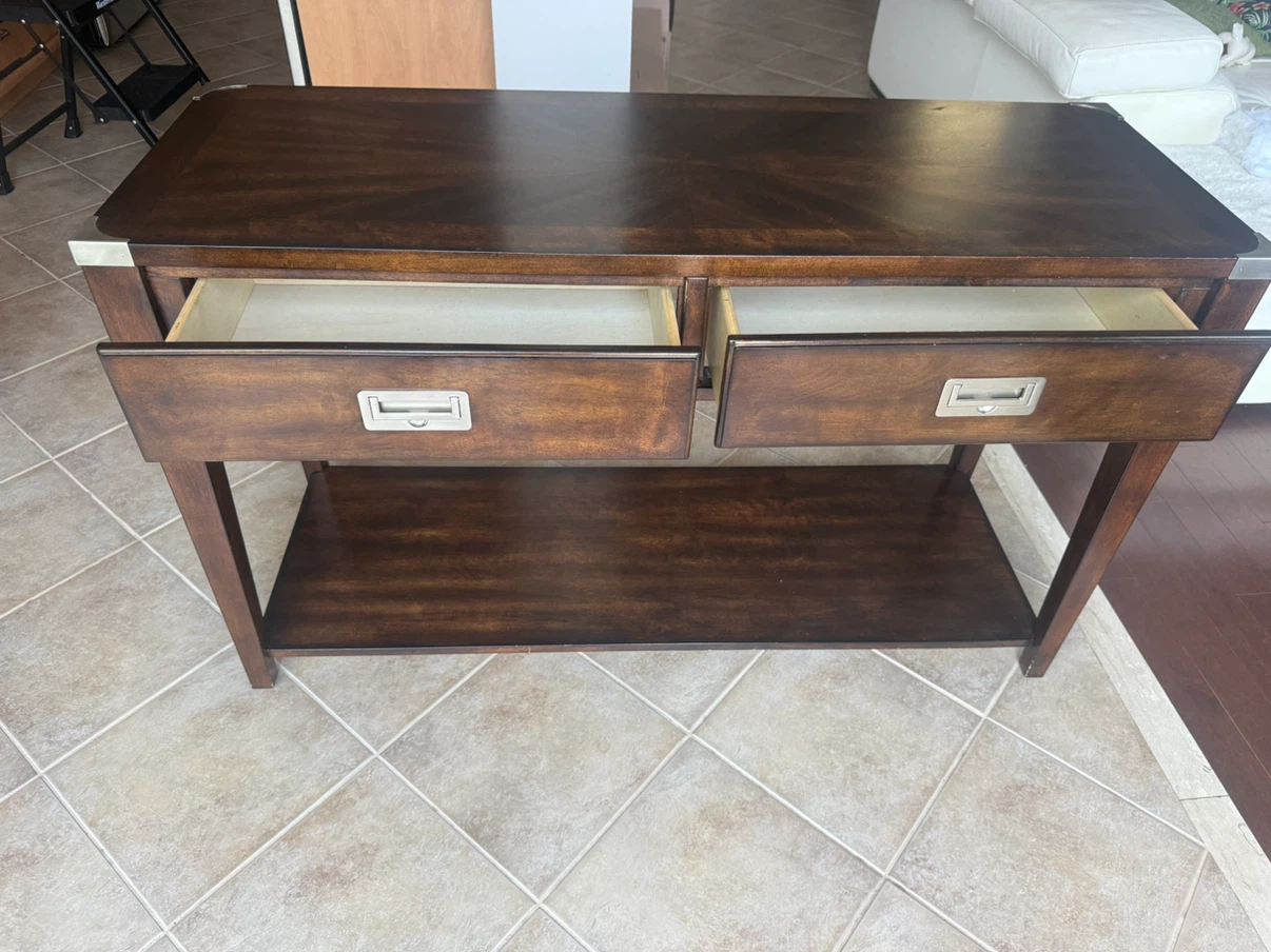 Dark Brown Console Table with Two Drawers - photo 4
