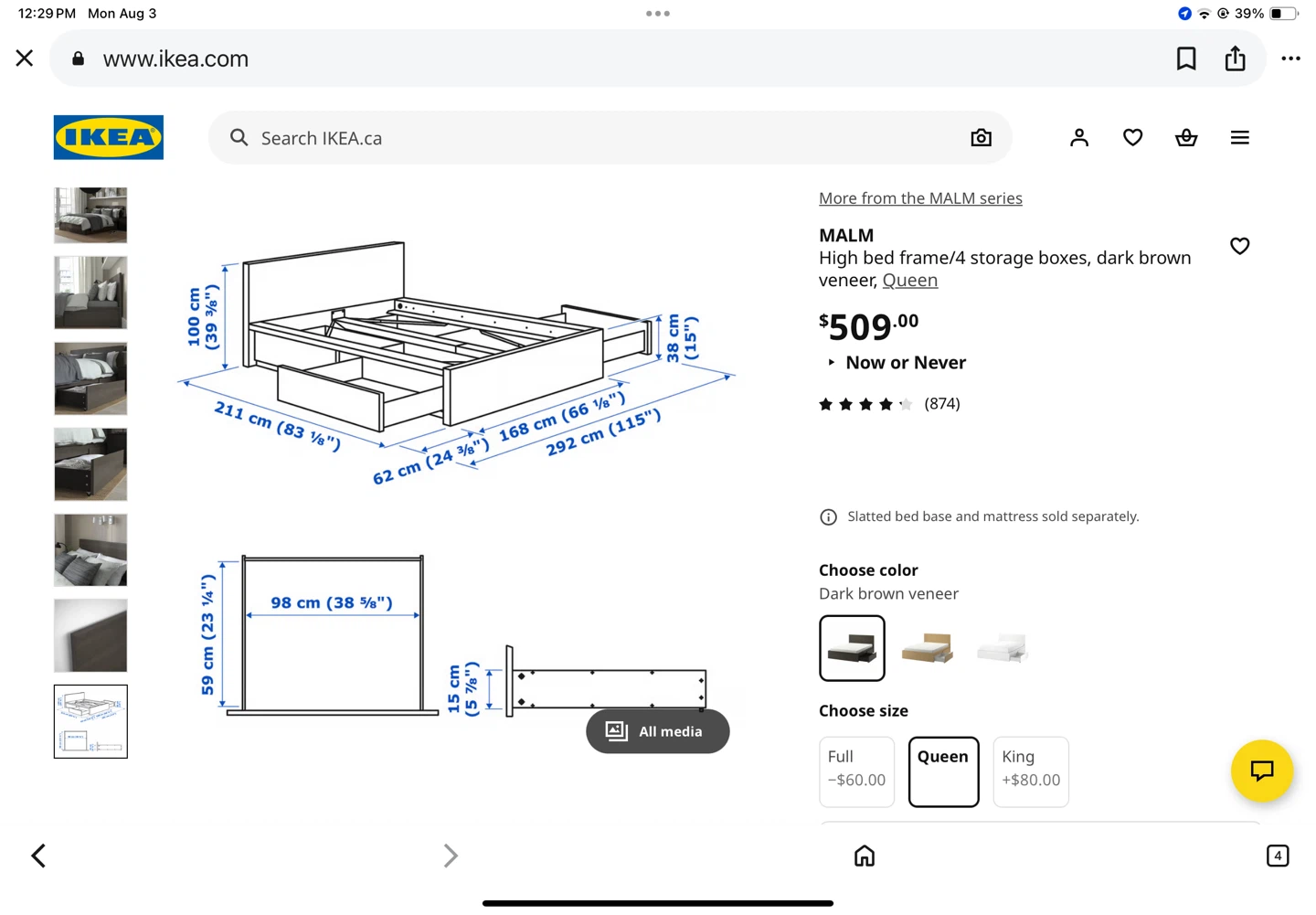 Grey Queen Bed Frame with Storage Drawers - photo 2