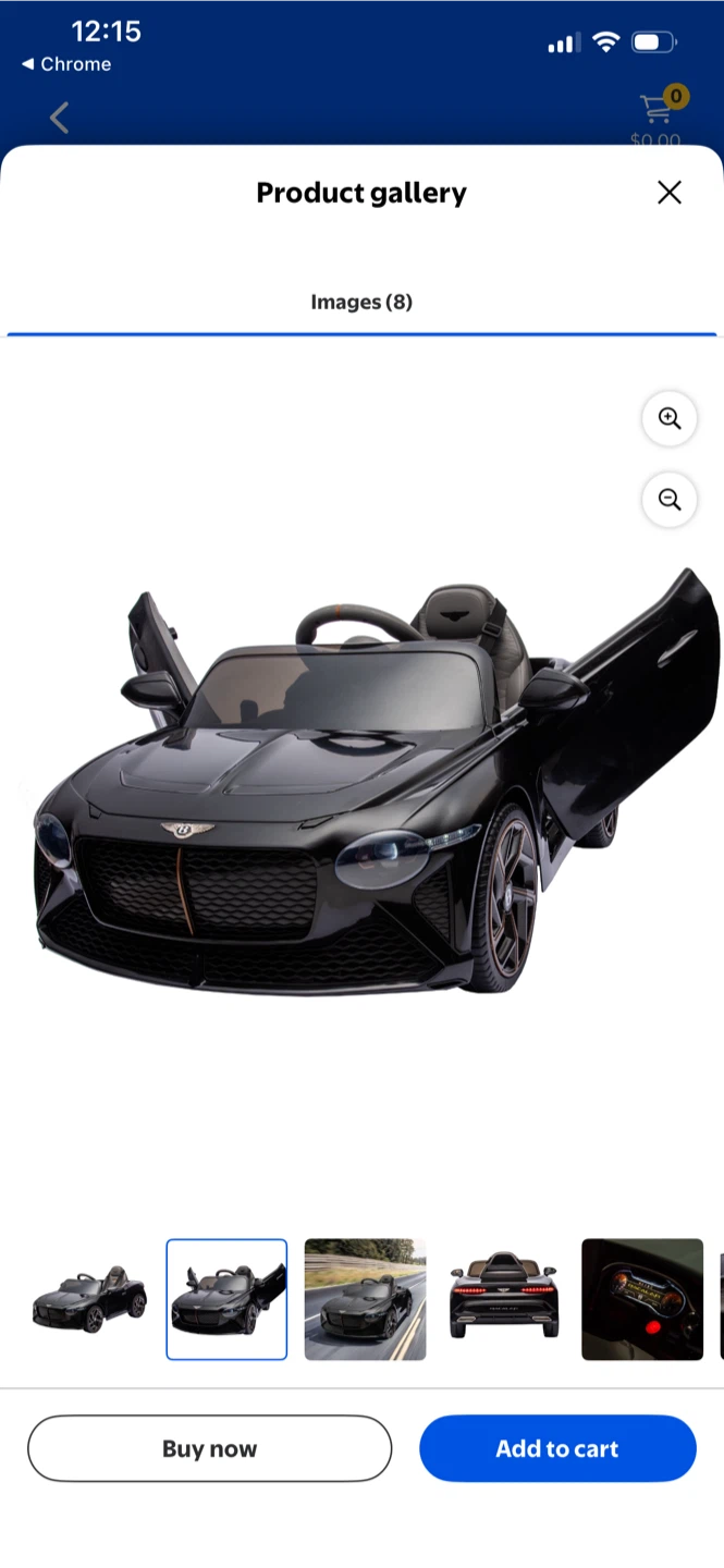 12V Powered Car Kids Ride-on Licensed Bentley Bacalar - Black - photo 4