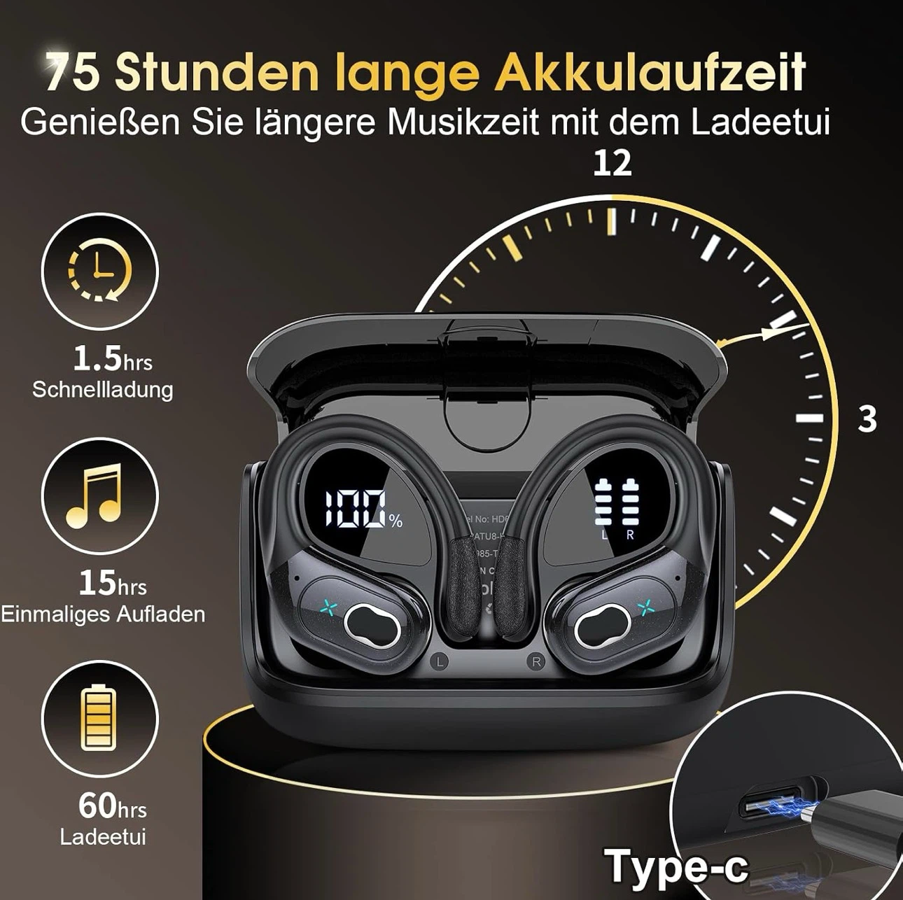 STECEi Wireless Earbuds 75hrs Bluetooth 5.4 Headphone Sport - photo 2