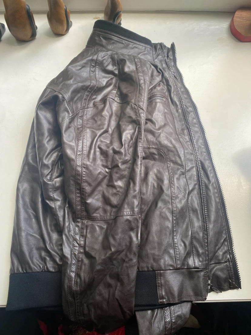 Calvin Klein Brown Faux Leather Bomber Jacket - photo 2