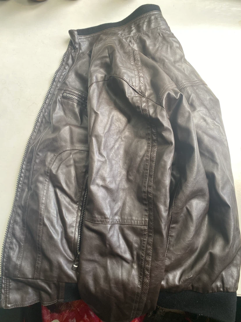 Calvin Klein Brown Faux Leather Bomber Jacket - photo 3