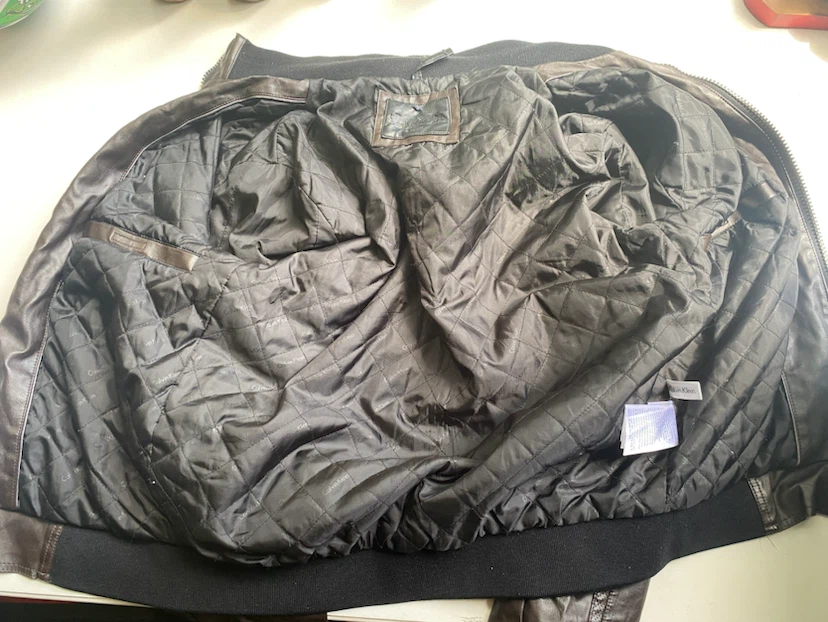 Calvin Klein Brown Faux Leather Bomber Jacket - photo 4