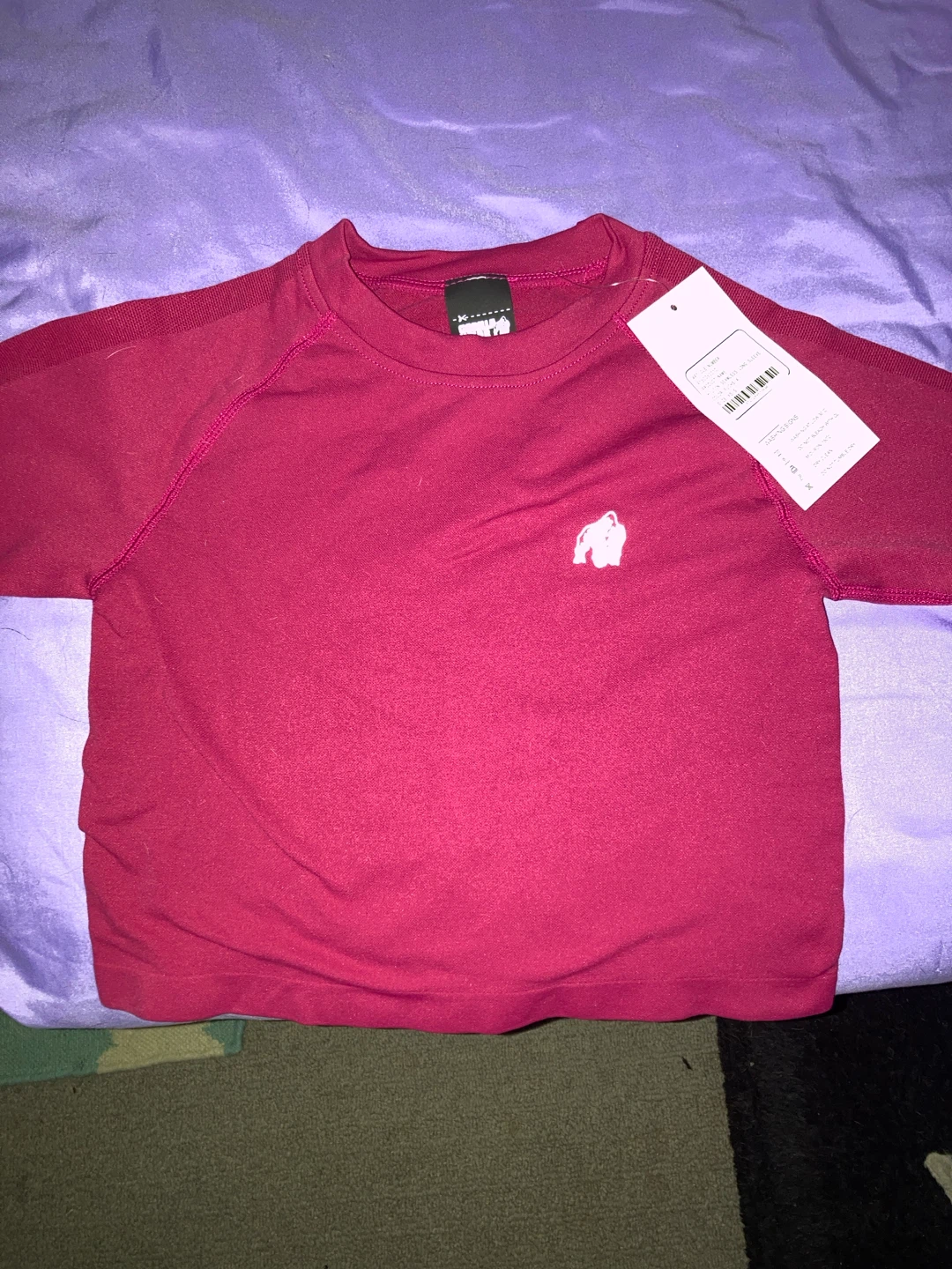 NWT Gorilla Wear Hilton Crop Top Long Sleeve  - Burgundy