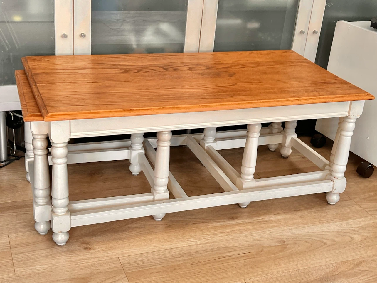3 Nesting table set, Solid Oak Wood