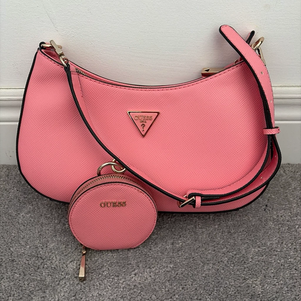 Pink Guess Shoulder Bag with Coin Pouch