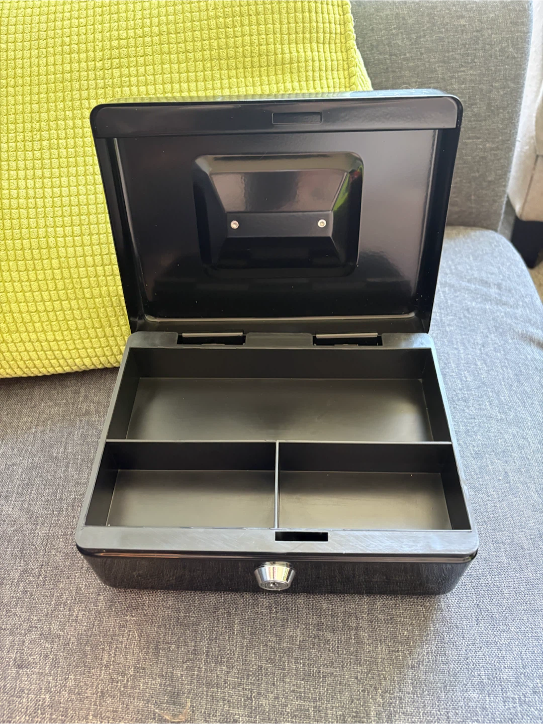 Black Metal Cash Box with Handle and Lock - photo 2