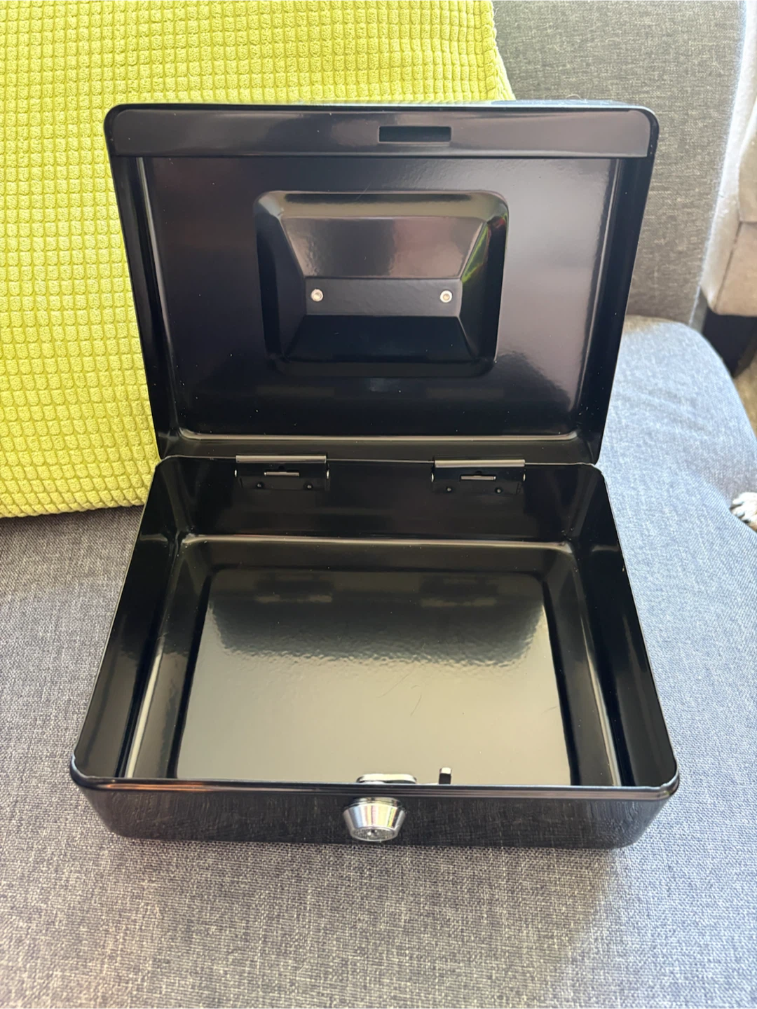 Black Metal Cash Box with Handle and Lock - photo 3