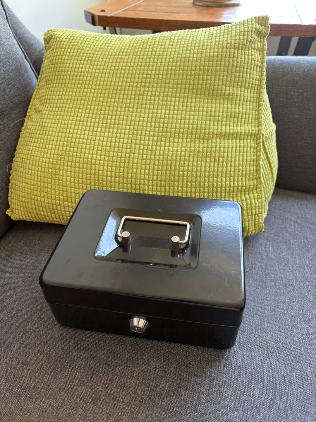 Black Metal Cash Box with Handle and Lock - photo 4