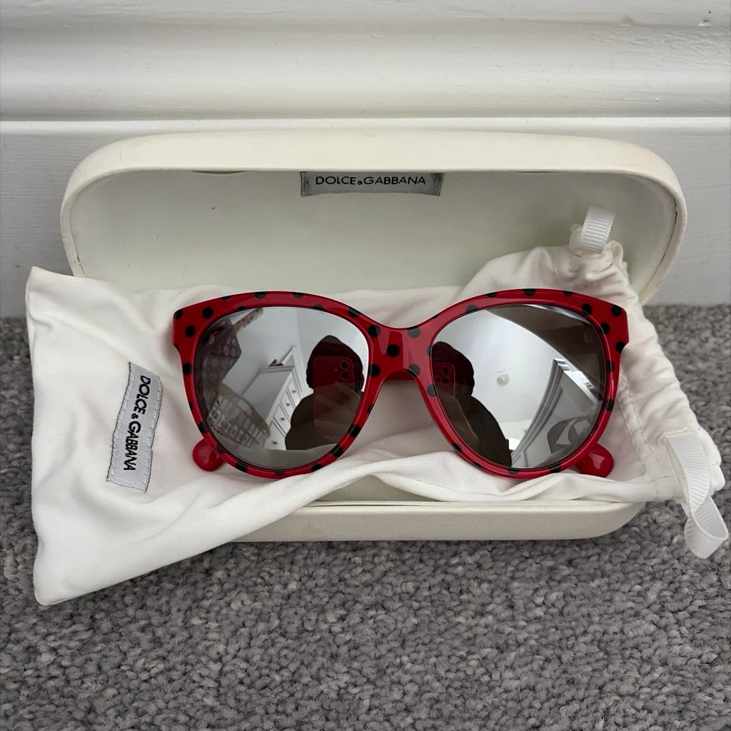 Dolce & Gabbana Red Black Polka Dot Sunglasses