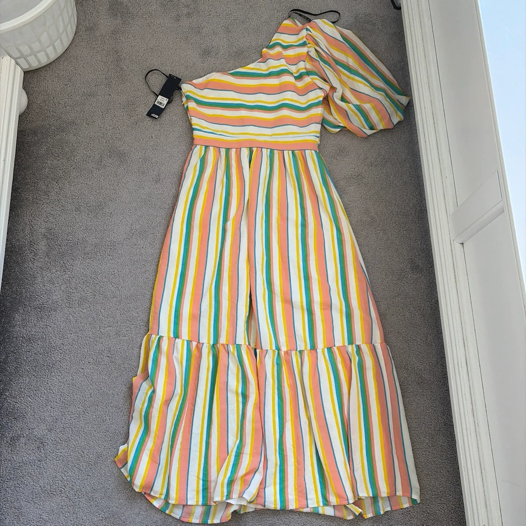 RACHEL Rachel Roy Striped One-Shoulder Maxi Dress - photo 2