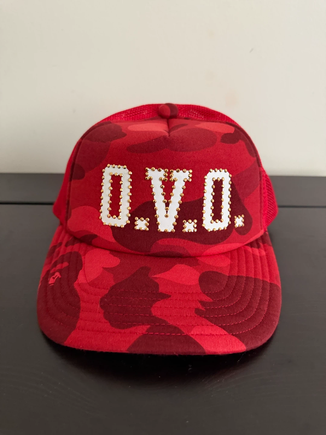 Bape x OVO Red Camo Mesh Hat