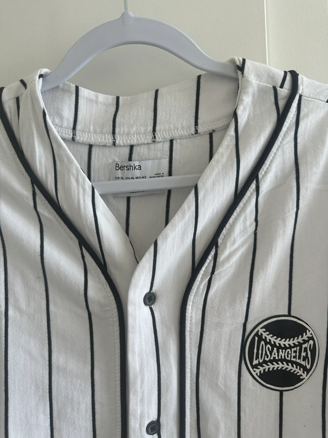 Bershka White Pinstripe Baseball Jersey - XL - photo 2