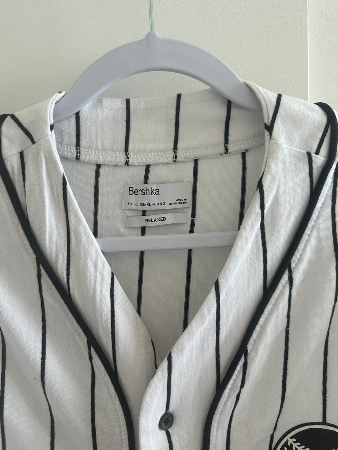 Bershka White Pinstripe Baseball Jersey - XL - photo 3