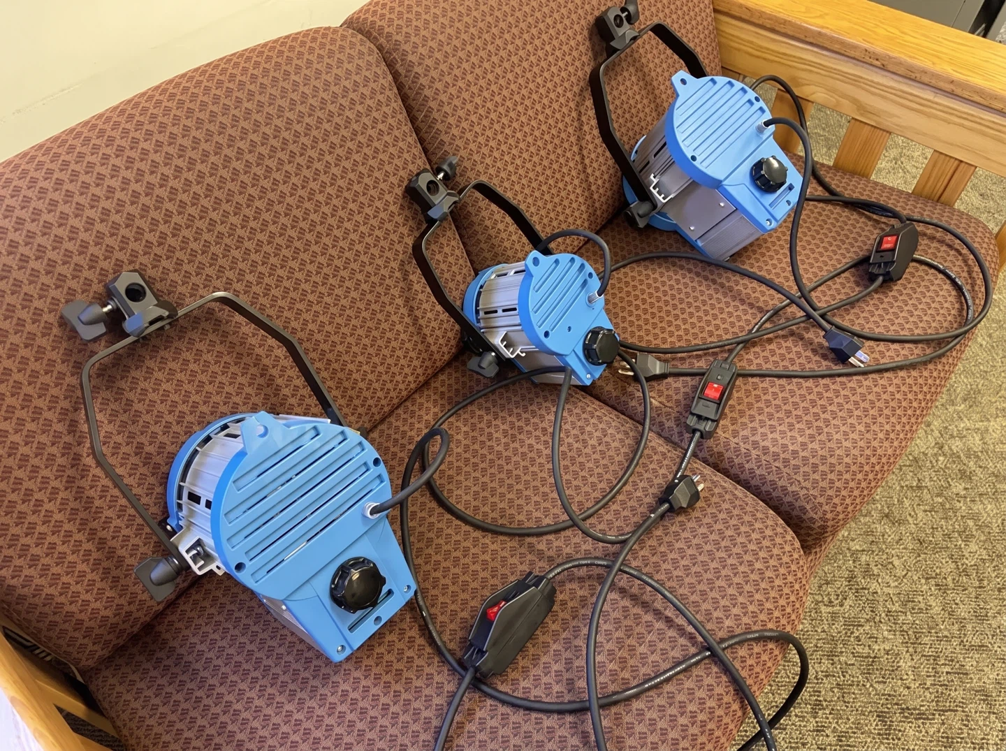 Blue Stage Lights with Cables (Set of 3) - photo 2