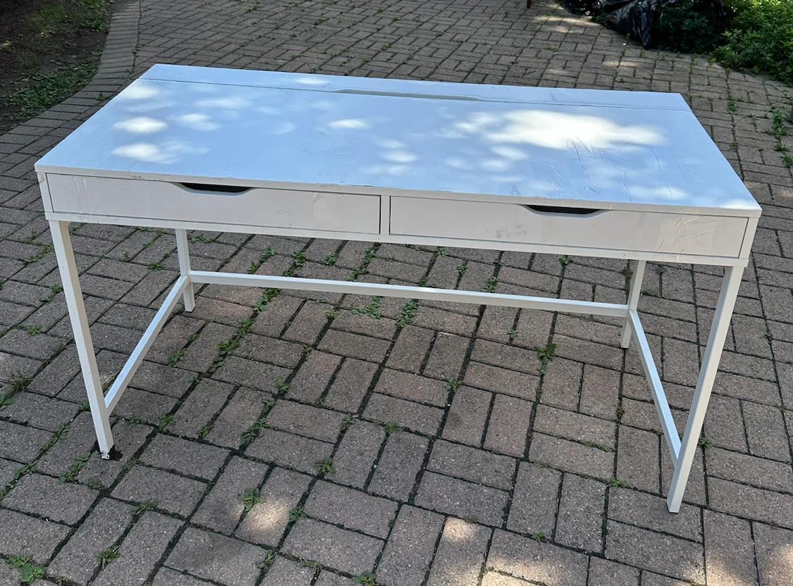 IKEA White Writing Desk with Two Drawers - photo 2