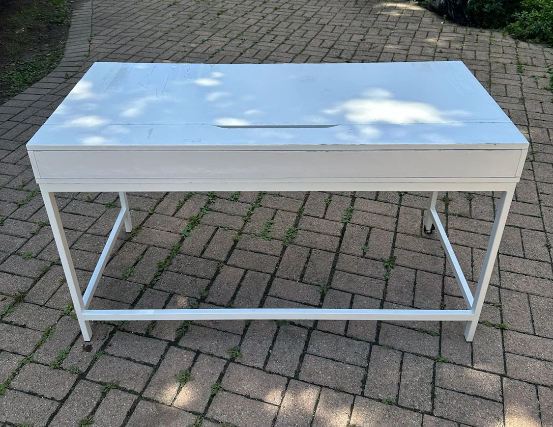 IKEA White Writing Desk with Two Drawers - photo 5