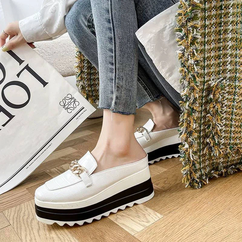 Last pair New White Platform Loafers size 39 fits 38