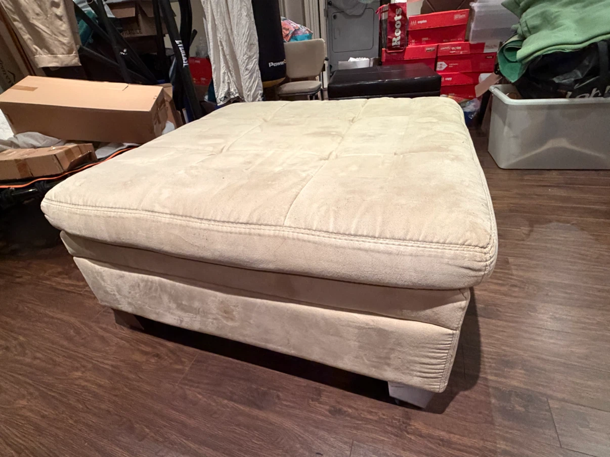 Large Square Microfiber Storage Ottoman