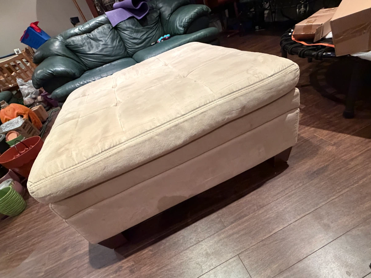 Large Square Microfiber Storage Ottoman - photo 3
