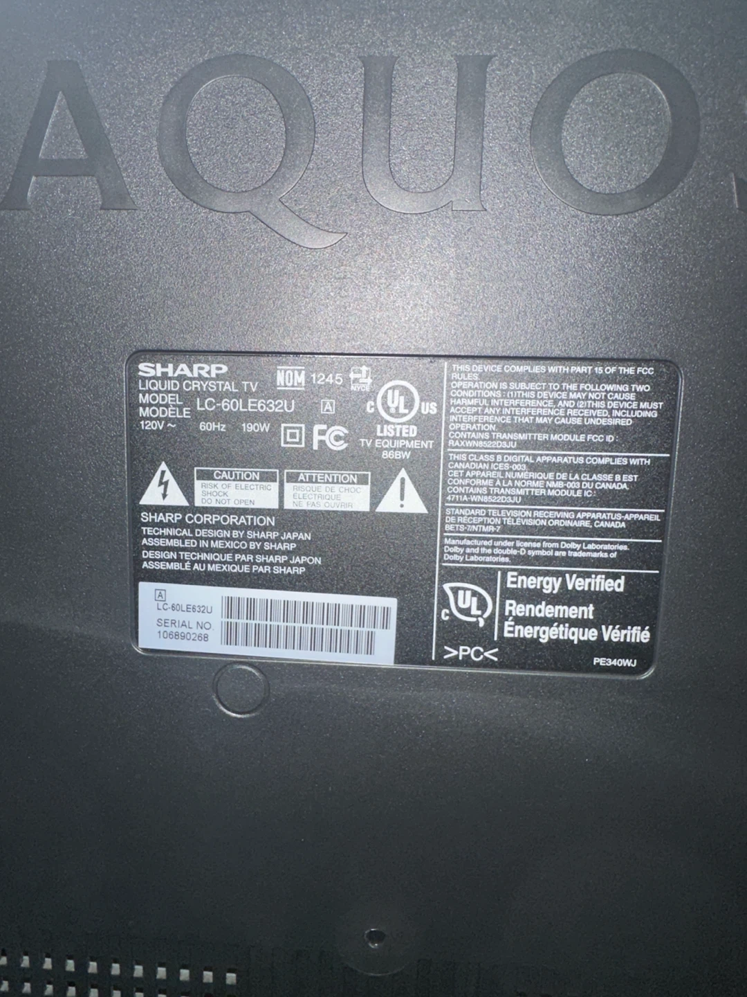 Sharp Aquos TV 60” - photo 5