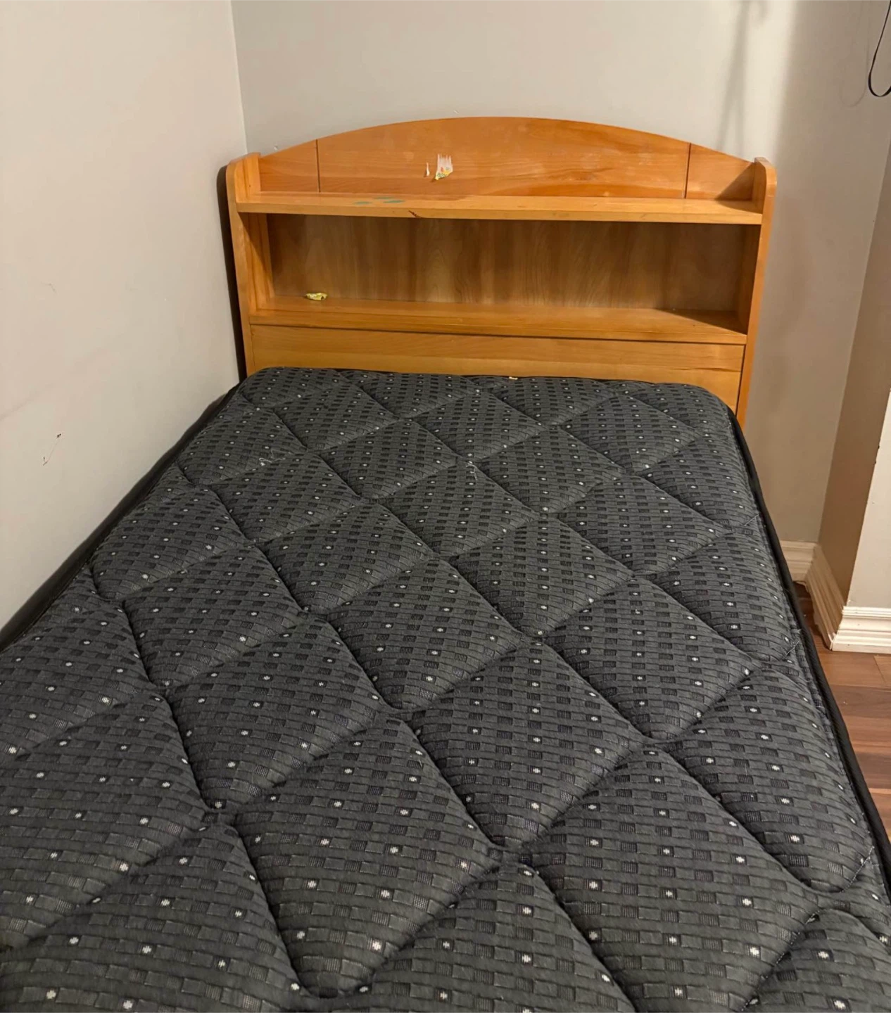 Twin Bed Frame with Storage Drawers and Headboard Shelf - photo 2