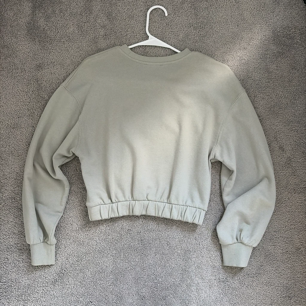 ZARA Light Green Cropped Sweatshirt - Size S - photo 2
