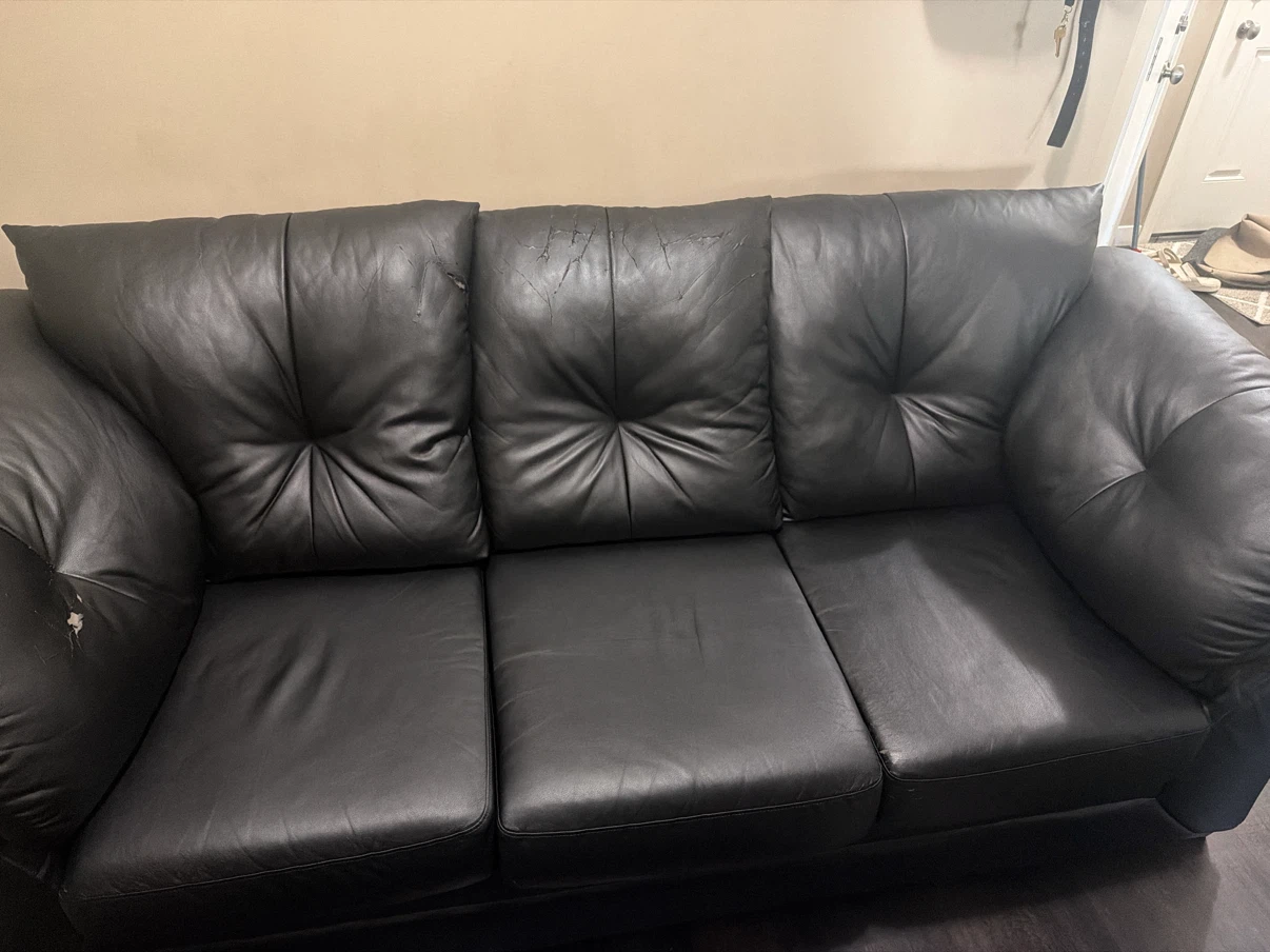 Black leather sofa