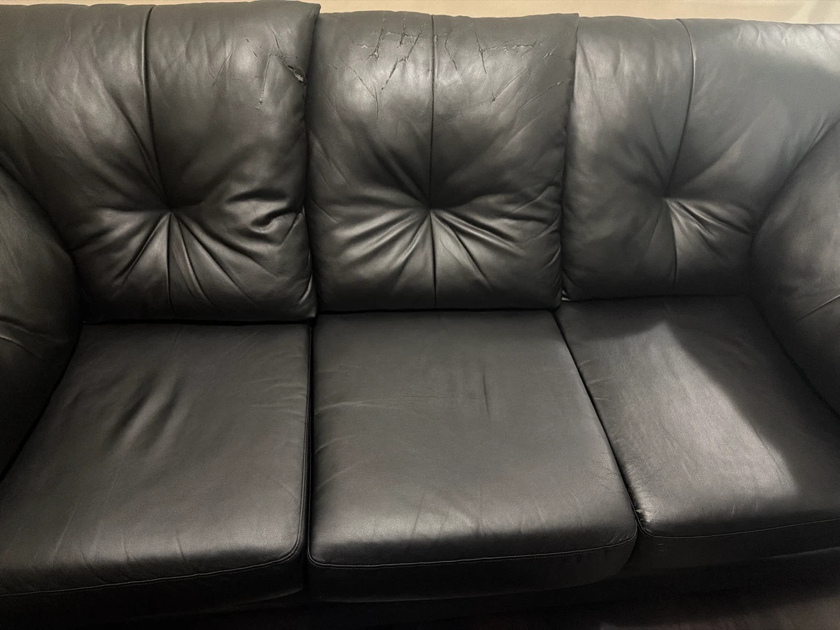 Black leather sofa - photo 3
