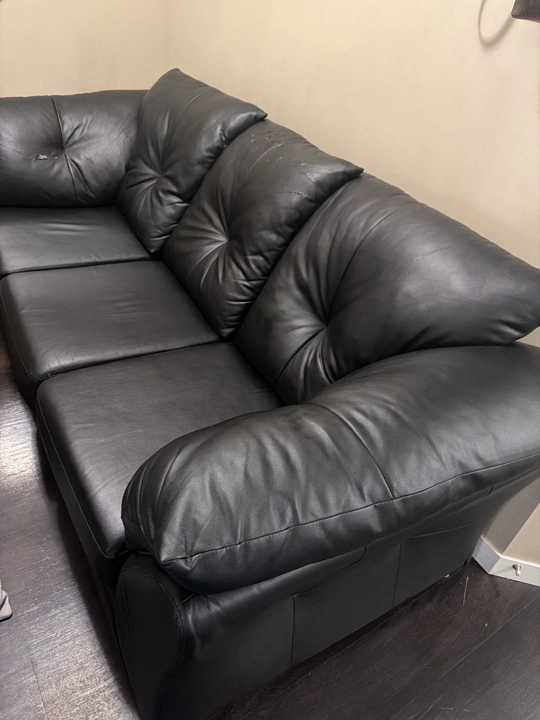 Black leather sofa - photo 5