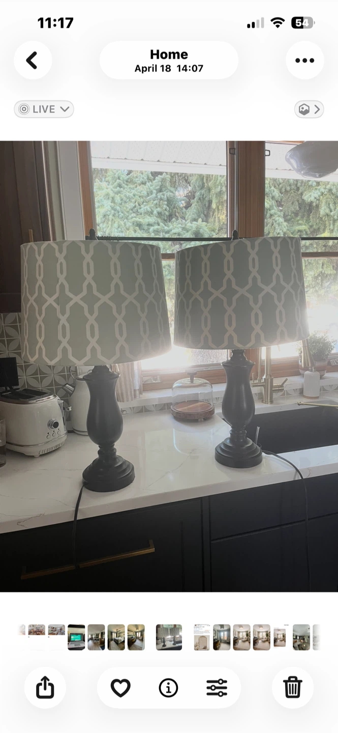 Pair of Table Lamps with Geometric Pattern Shades