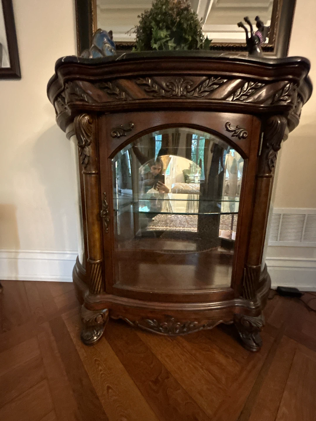 Antique Marble Top Curio Cabinet - photo 2