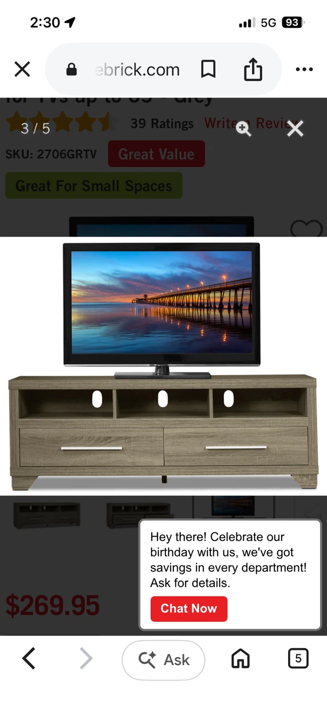 Glendale 60" TV Stand with Storage - photo 2