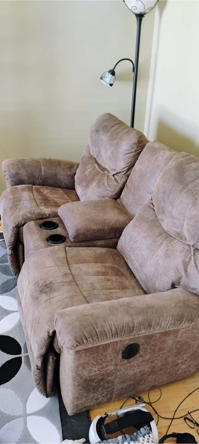 Brown Reclining Loveseat with Cup Holders - photo 2