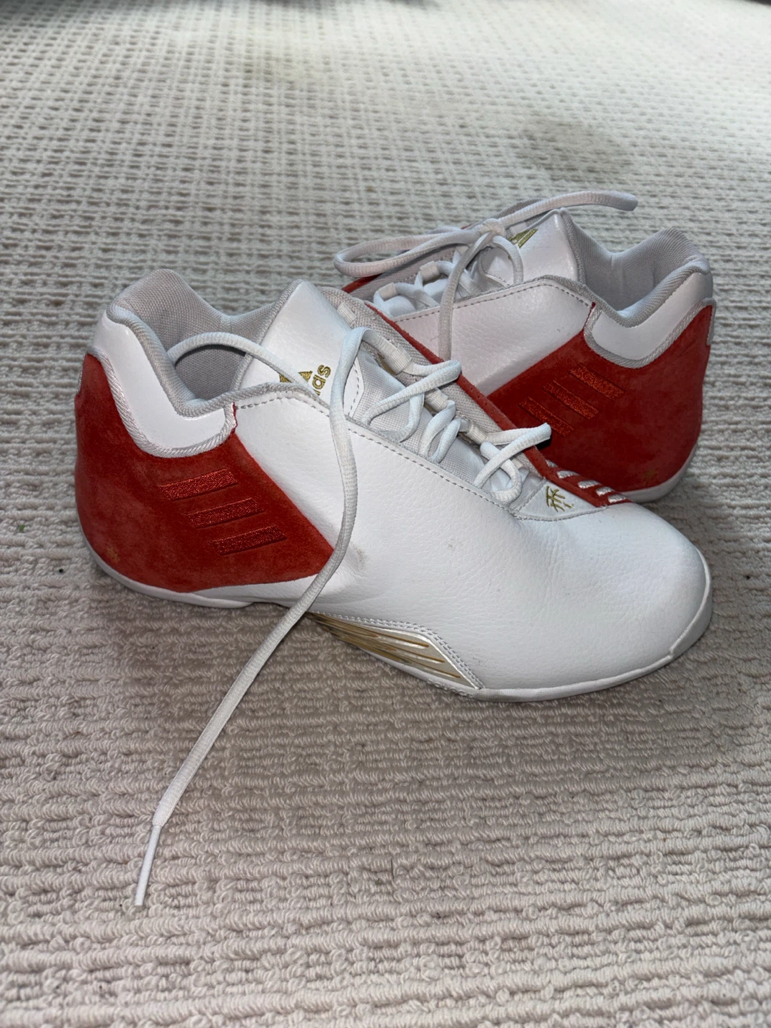 Adidas White & Red Athletic Shoes