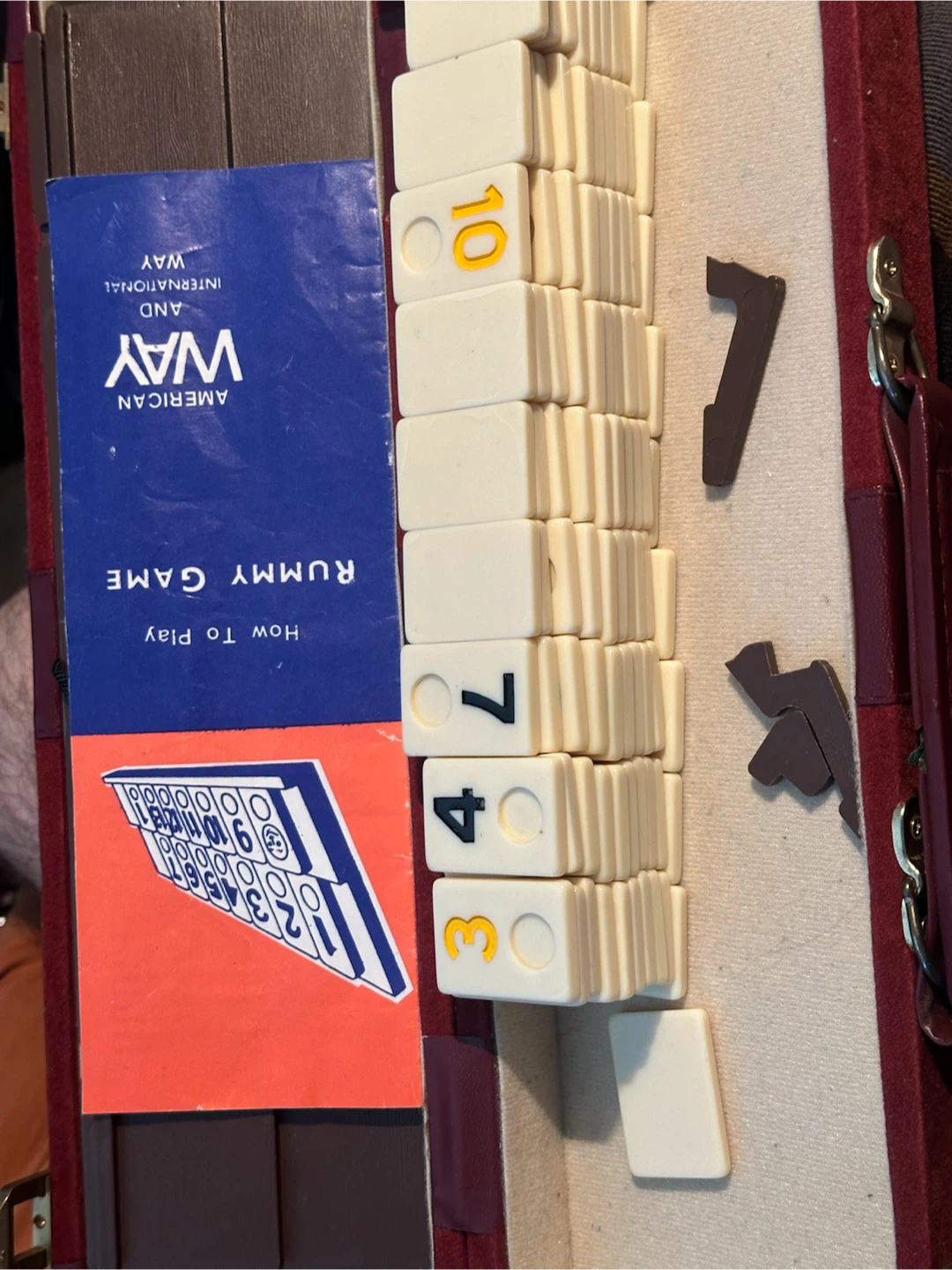 Vintage Deluxe Rumm-ee Tile Game Red Velvet Case Incomplete - photo 3