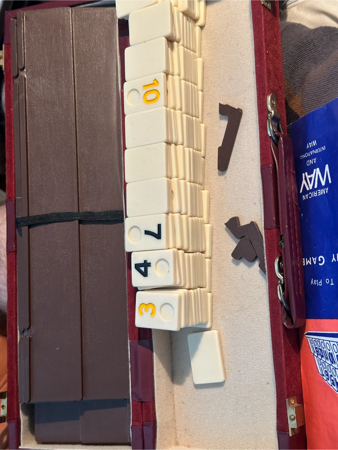 Vintage Deluxe Rumm-ee Tile Game Red Velvet Case Incomplete - photo 4